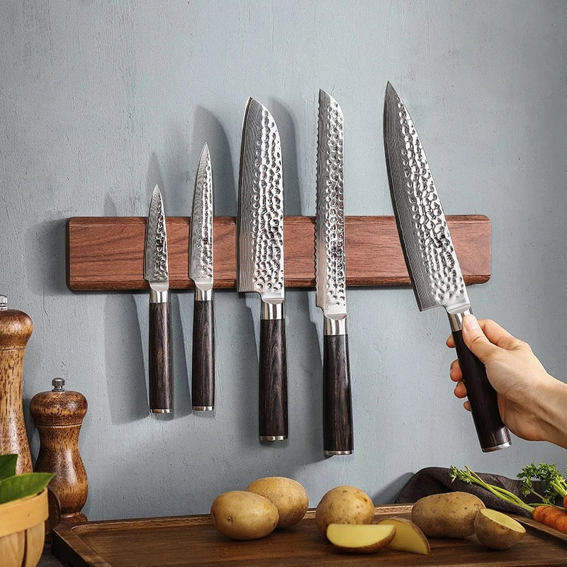 Serie XINZUO B1H · Cuchillos Damasco 67 Capas Pakka Wood