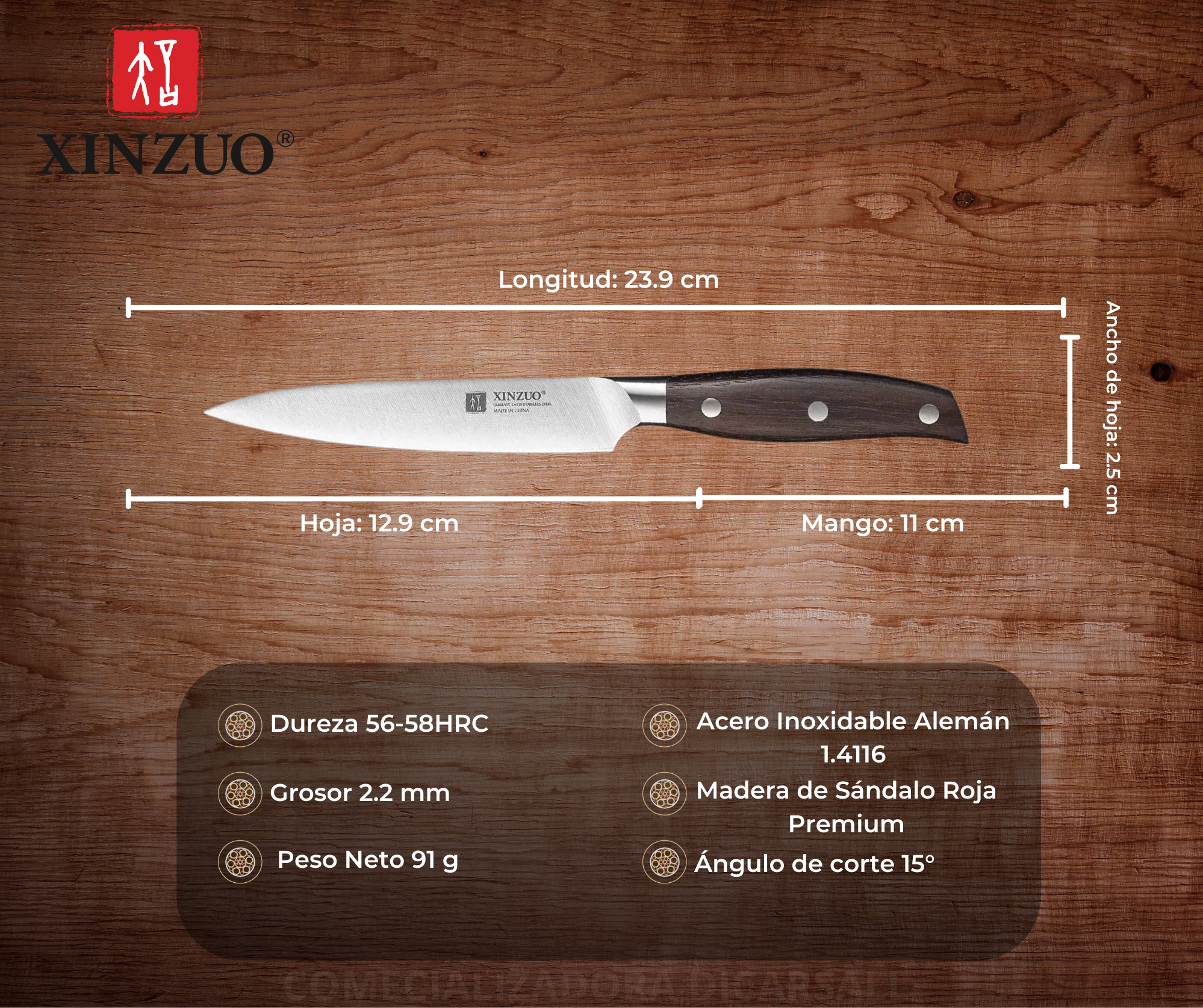 Cuchillo Xinzuo Utilitario 5 Pulgadas Acero Inoxidable B35-WY