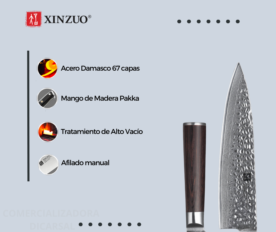 Cuchillo Xinzuo Chef 8 Pulgadas Acero Damasco B1H-CS
