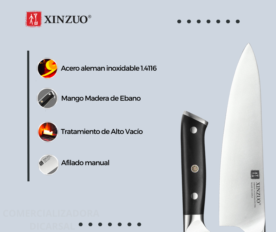 Cuchillo Xinzuo del Chef de 8 Pulgadas Acero Inoxidable