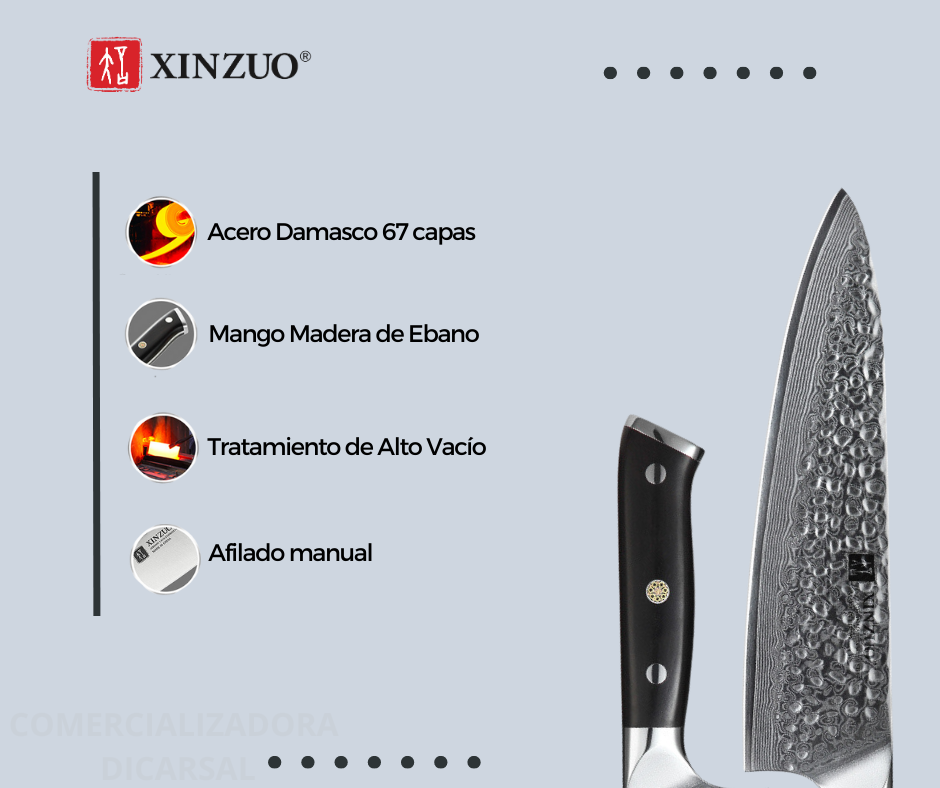 Cuchillo Xinzuo Chef 8 Pulgadas Acero Damasco B13H-CS