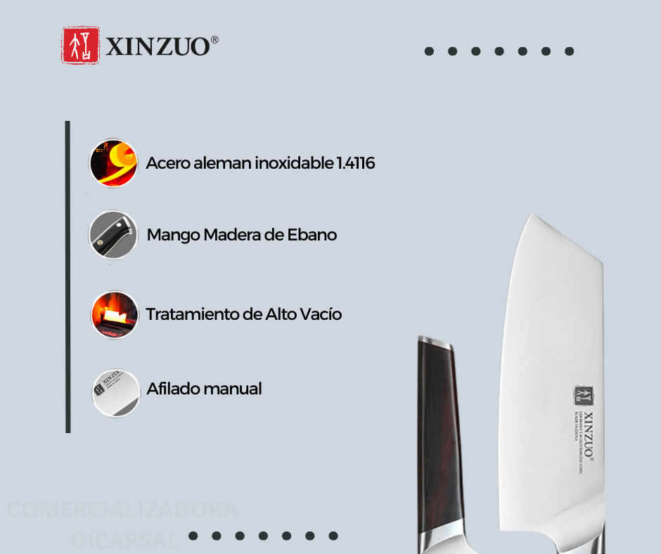 Set 4 Piezas Cuchillos Xinzuo Acero Aleman Inoxidable B5S-A4