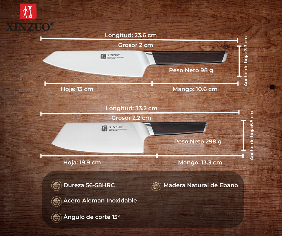 Set 4 Piezas Cuchillos Xinzuo Acero Aleman Inoxidable B5S-A4