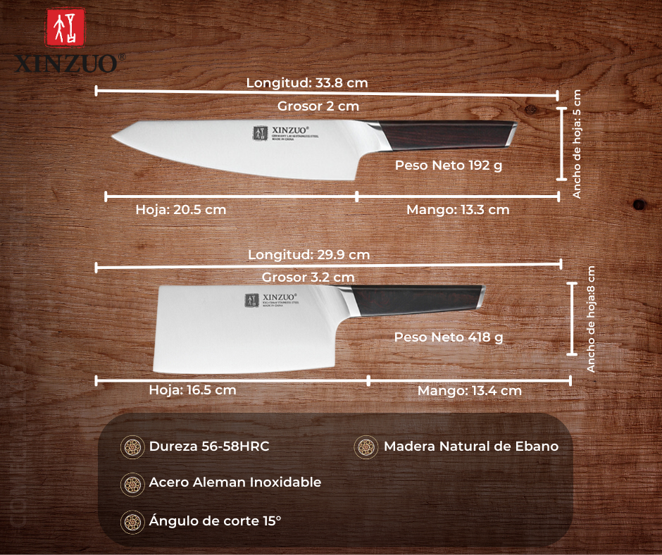 Set 4 Piezas Cuchillos Xinzuo Acero Aleman Inoxidable B5S-A4