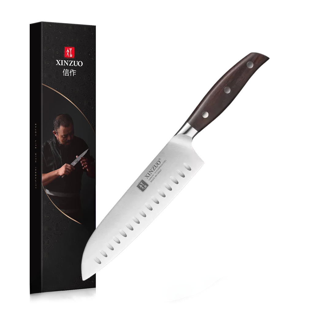 Cuchillo Xinzuo Santoku 7 Pulgadas Acero Inoxidable B35-RS