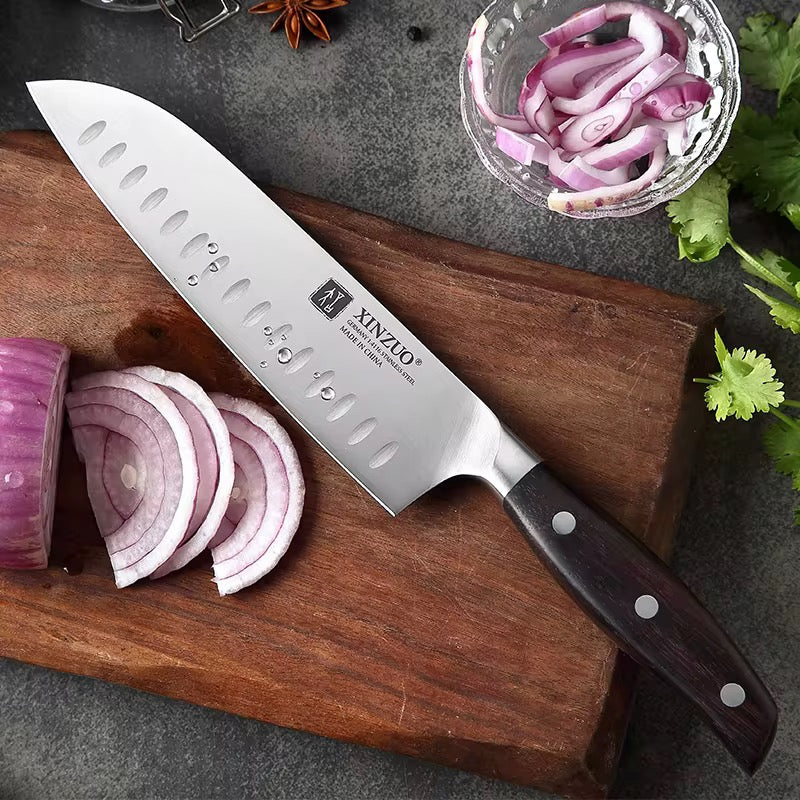 Cuchillo Santoku 7" · Serie B35-RS | Acero Alemán · Sándalo | XINZUO