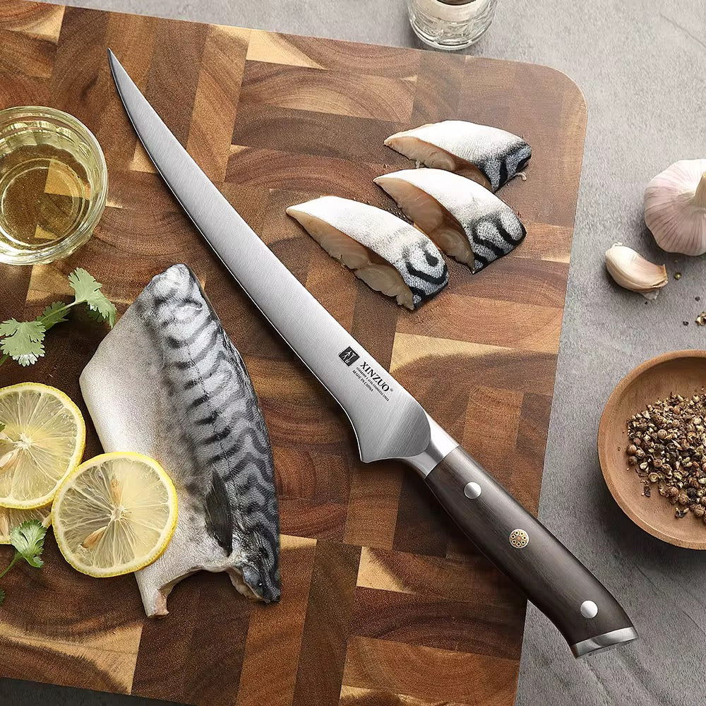 Cuchillo Filetero 9" · Serie B13S-YD | Acero Alemán 1.4116 · Ébano | XINZUO