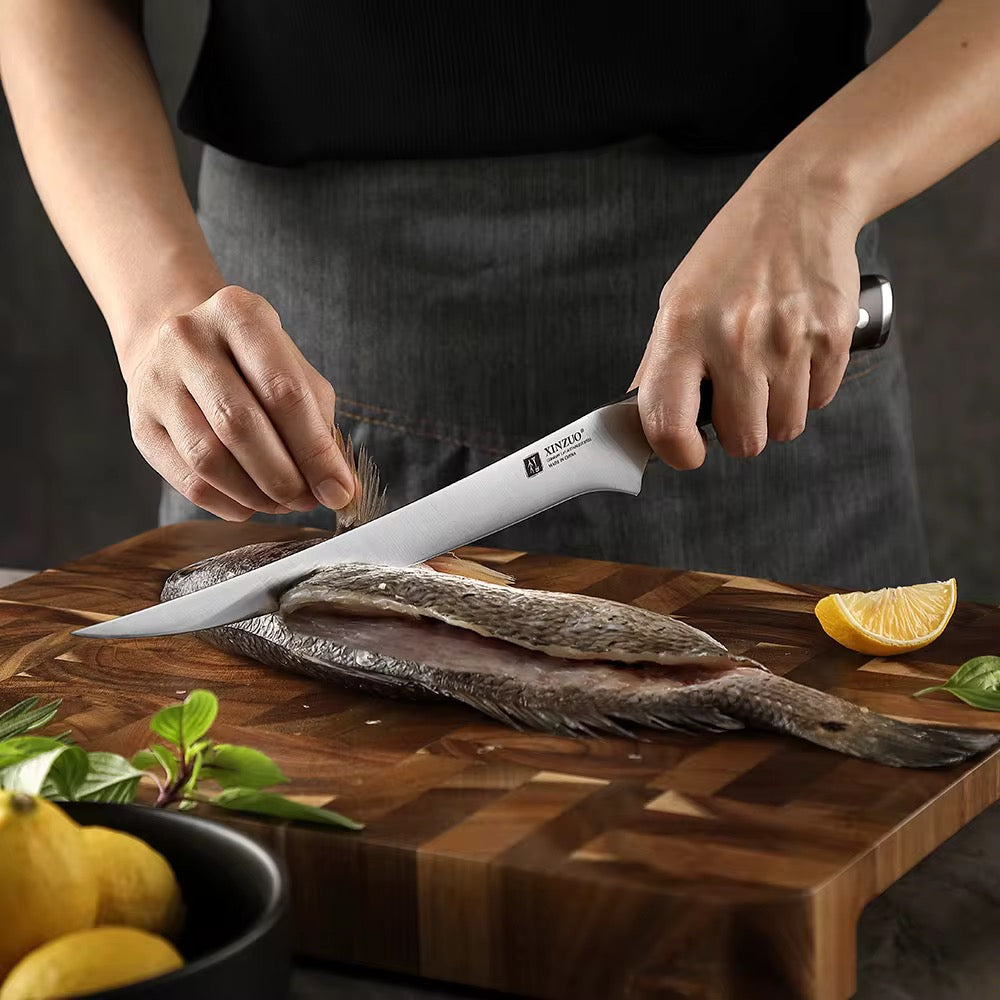 Cuchillo Filetero 9" · Serie B13S-YD | Acero Alemán 1.4116 · Ébano | XINZUO