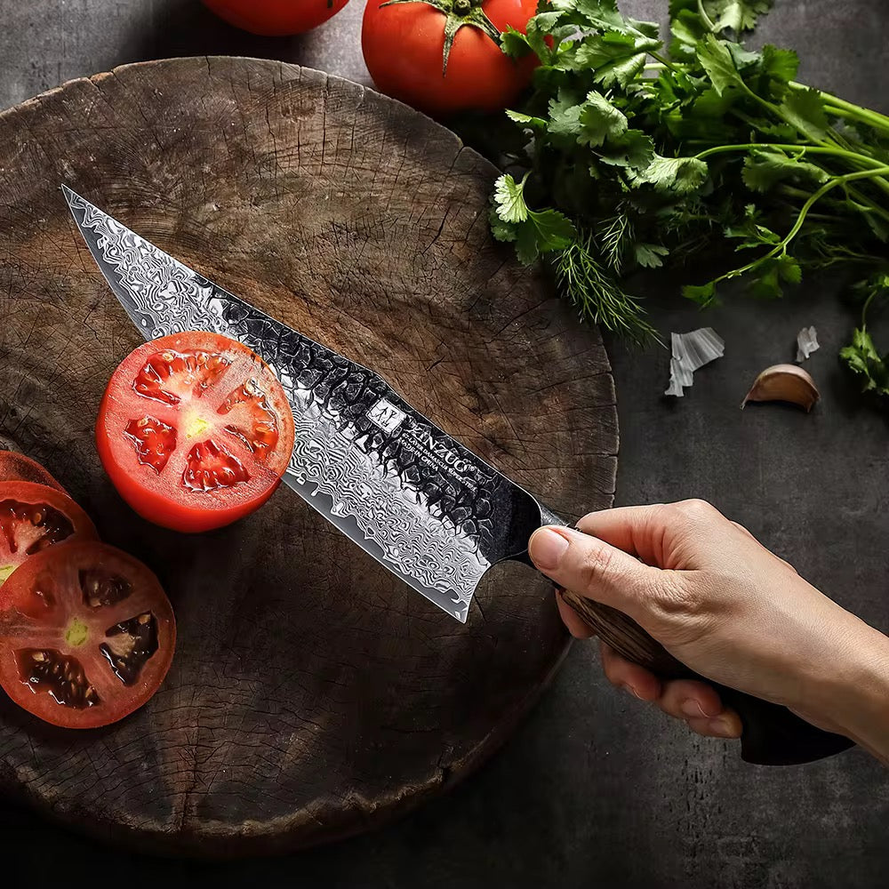 Cuchillo Chef 8.6" · Serie X06-CS | Damasco 67C · Roble Quemado | XINZUO