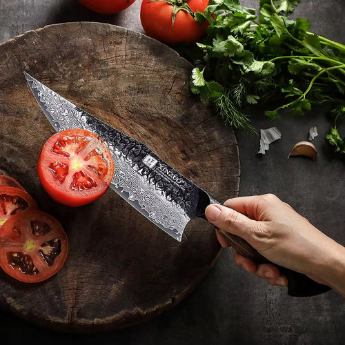 Cuchillo Chef 8.6" · Serie X06-CS | Damasco 67C · Roble Quemado | XINZUO