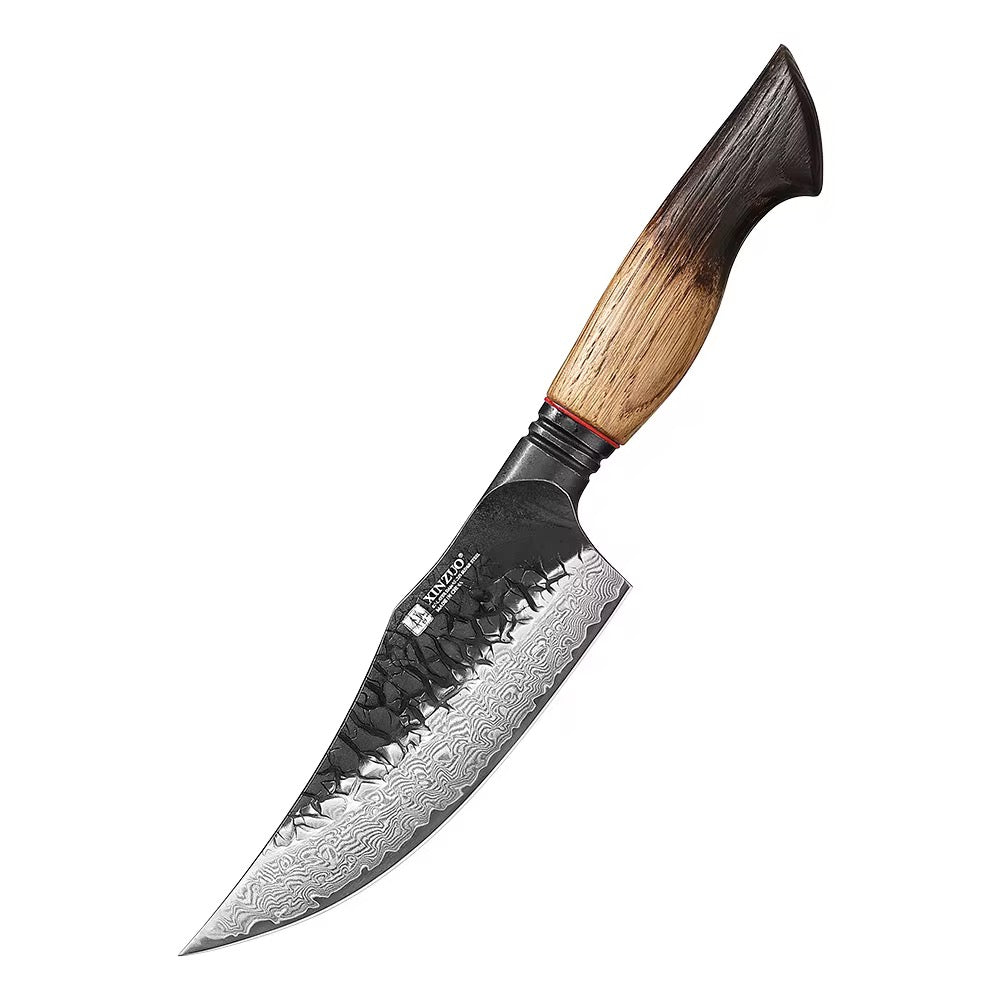 Cuchillo Vikingo 5.8" · Serie X06-WD | Damasco 67C · Roble Quemado | XINZUO