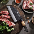 Cuchillo Hacha 7.3 pulgadas XINZUO Serie X06-KG Damasco negro 67 capas mango Roble Quemado Yakisugi