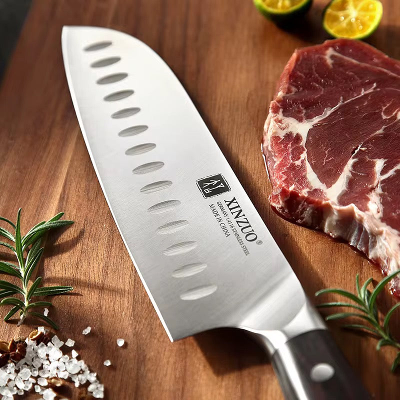 Cuchillo Santoku 7" · Serie B13S-RS | Acero Alemán 1.4116 · Ébano | XINZUO