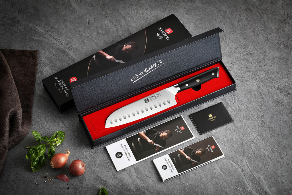 Cuchillo Xinzuo Santoku 7 Pulgadas Acero Inoxidable