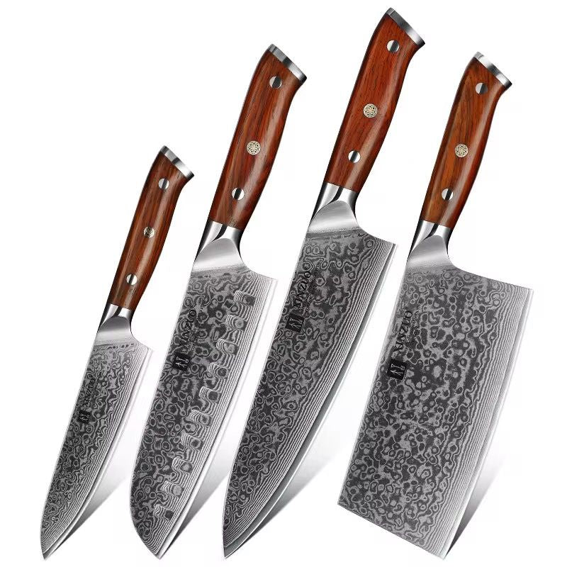 Set 4 Cuchillos · Serie B13R-A4 | Damasco 67C · Madera de Rosa | XINZUO